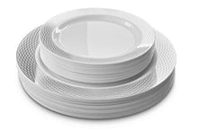 Load image into Gallery viewer, &quot; OCCASIONS &quot; 600 Pcs Set &amp; 120 Guest Wedding Disposable Plastic Plate &amp; Silverware Combo Set (Diamond White &amp; Silver plates, Silver Silverware)
