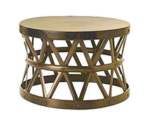 Load image into Gallery viewer, Git Mit Home Hammered Antique Drum Cross Coffee Table, Brass
