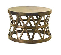 Git Mit Home Hammered Antique Drum Cross Coffee Table, Brass