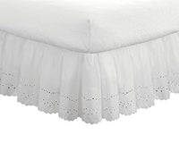 Fresh Ideas Bedding Eyelet Ruffled Bedskirt Classic 14â? Drop Length Gathered Styling, Twin, White