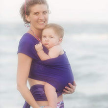 Load image into Gallery viewer, Beachfront Baby Wrap - Versatile Water &amp; Warm Weather Baby Carrier | Made in USA with Safety Tested Fabric, CPSIA &amp; ASTM Compliant | Lightweight, Quick Dry (Paradise Plum, One Size)
