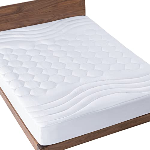 Bedsure Queen Size Mattress Pad Deep Pocket Pillow Top Mattress Topper Bedding Quilted Fitted Mattress Cover Extra Long Mattress Protector Stretches up to 18 Inches Deep (60x80 Inches, White)