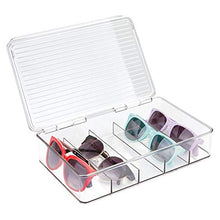 Load image into Gallery viewer, mDesign Plastic Rectangular Stackable Eye Glass Storage Organizer Holder Box for Sunglasses, Reading Glasses, Fashion Eye Wear, Accessories - 5 Sections, Hinged Lid - Clear
