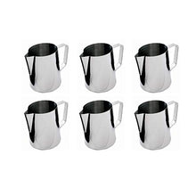 Load image into Gallery viewer, (Set of 6) 12-Ounce Milk Frothing Pitcher, Stainless Steel Milk Steaming Pitcher for Espresso Machine, Latte Art
