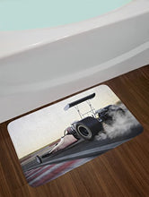Load image into Gallery viewer, Ambesonne Cars Bath Mat, Dragster Racing Down The Track with Burnout Competition Speed Sports Technology, Plush Bathroom Decor Mat with Non Slip Backing, 29.5&quot; X 17.5&quot;, Grey Black White
