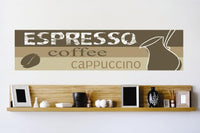 Decals - Espresso Coffee Cappuccino Drink Cafe Restaurant Coffee Bean Bedroom Bathroom Living Room Picture Art Mural - Size 20 Inches X 80 Inches - Vinyl Wall Sticker - 22 Colors Available