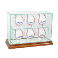 MLB 6 Upright Baseball Glass Display Case, Walnut