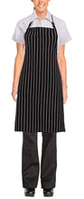 Load image into Gallery viewer, Chef Works Bib Apron, Black/White Chalk Stripe, 34.25-Inch Length by 27-Inch Width

