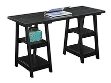 Load image into Gallery viewer, Convenience Concepts Designs2Go Double Trestle Desk with Shelves, Black
