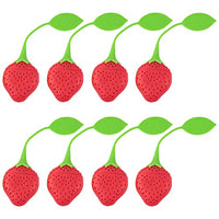 HMIEPRS Innovative Strawberry Shape Design Silicone Loose Tea Infuser, Strainer, Steeper, Teapot & Teacup(8PC, Strawberry Shape)