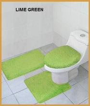 Load image into Gallery viewer, 3 Piece Luxury Acrylic Bath Rugs Set Large 18&quot;x&quot;30 Contour Mat 18&quot;x18&quot; and Lid. (Lime Green)
