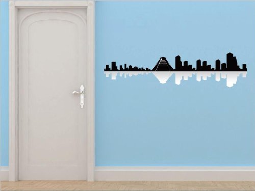 Decals - Mexico Capital of Italy Skyline View Beautiful Scene Landmarks, Buildings & Water Picture Art Mural - Size 20 Inches X 80 Inches - Vinyl Wall Sticker - 22 Colors Available