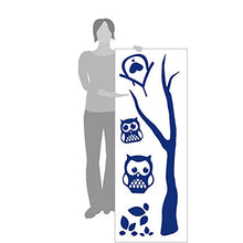 Load image into Gallery viewer, Owls On A Branch Wall Decal (Dark Blue, 39&quot; (H) X 65&quot; (W))
