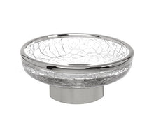 Load image into Gallery viewer, Crackle Collection Counter Top Soap Holder/Dish, Clear Crackle Glass, Polished Chrome/Gold with Crackled Cup, Bathroom Accessories Soap Dish Holder, Made in Spain (European Brand) (Polished Chrome)

