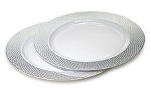 Load image into Gallery viewer, &quot; OCCASIONS&quot; 120 Plates Pack, Heavyweight Disposable Wedding Party Plastic Plates (10.5&#39;&#39; Dinner Plate, Diamond in White &amp; Silver)
