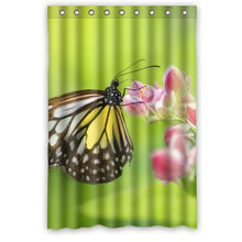 Load image into Gallery viewer, Fashion Design Waterproof Polyester Fabric Bathroom Shower Curtain Standard Size 48(w)x72(h) with Shower Rings -Insect Butterfly Flowers
