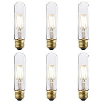 Kiven Tubular 4W Led Bulbs T10 Tube Vintage Light Bulbs E26 Filament 4 Watt 2700K Lighting(6 Pack)