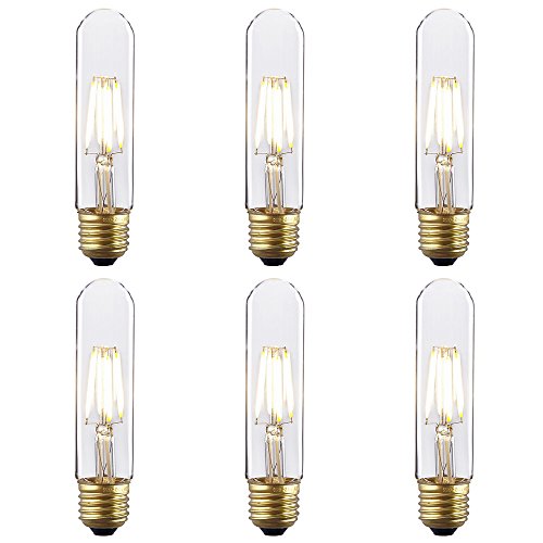 Kiven Tubular 4W Led Bulbs T10 Tube Vintage Light Bulbs E26 Filament 4 Watt 2700K Lighting(6 Pack)