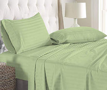 Load image into Gallery viewer, Dreamz Bedding- 450-Thread-Count Egyptian Cotton Bed Sheet Set 18 Inch Extra Deep Pocket California King/Western King/King-Cal King Waterbed Size, Sage Green Striped 450TC 100% Cotton Sheet Set
