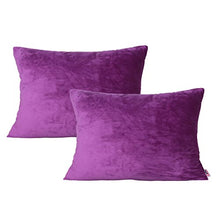 Load image into Gallery viewer, Queenie - 2 Pcs Solid Color Chenille Decorative Pillowcase Cushion Cover for Sofa Throw Pillow Case Available in 11 Colors &amp; 6 Sizes (14 x 20 inch (35 x 50 cm), Purple)
