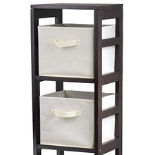 Load image into Gallery viewer, Winsome Wood Capri Wood 4 Section Storage Shelf with 4 Beige Fabric Foldable Baskets
