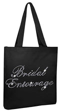Load image into Gallery viewer, Black Brides Entourage Luxury Rhinestone Crystal Bride Tote bag Bridal Shower wedding party gift bag
