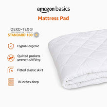 Load image into Gallery viewer, Amazon Basics Hypoallergenic Quilted Mattress Topper Pad Cover - 18 Inch Deep, Full
