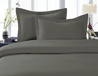 Elegance Linen 1500 Thread Count Wrinkle Resistant Ultra Soft Luxurious Egyptian Quality 3-Piece Duvet Cover Set, Full/Queen, Gray
