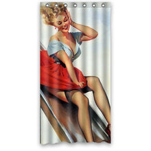 Load image into Gallery viewer, Sexy Pin Up Girl Playing on the Slide - Vintage Retro Bathroom Shower Curtain Body Art Work Canvas Painting Style Waterproof Polyester Fabric 36(w)x72(h) Rings Included
