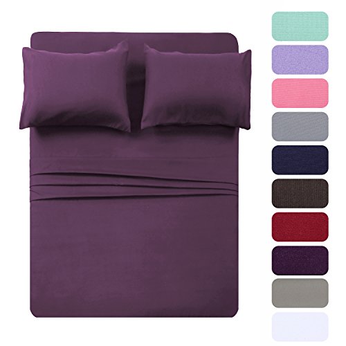 Full Size Bed Sheet Set - 4 Piece (Purple) ,100% Brushed Microfiber 1800 Luxury Bedding,Deep Pockets,Extra Soft & Fade Resistant by Best Season