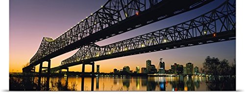 GREATBIGCANVAS Entitled Low Angle View of a Bridge Across a River, New Orleans, Louisiana Poster Print, 90
