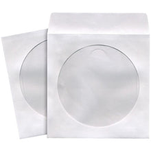Load image into Gallery viewer, 1 - CD/DVD Storage Sleeves (100 pk; White), Heavy-duty paper with clear plastic window, Fits 12cm formats, 190133 - CD402
