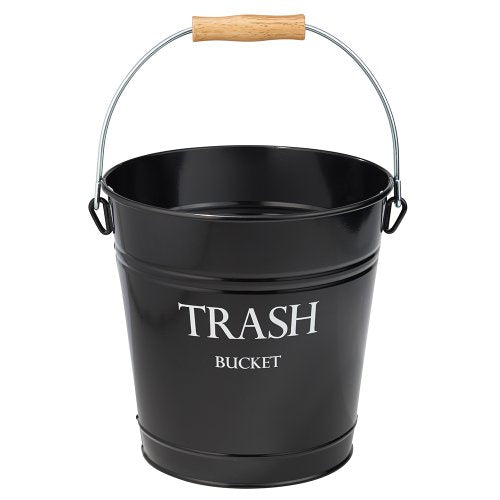 iDesign Pail Metal Wastebasket Trash Garbage Can for Bathroom, Bedroom, Home Office, Kitchen, Patio, Dorm, College, Set of 1, Black,862