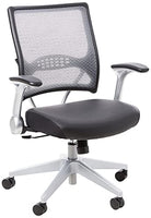 SPACE Seating AirGrid Light Back and Padded Black Eco Leather Seat, 2-to-1 Synchro Tilt Control, Flip Arms, Pneumatic Seat Height Adjustment and Platinum Finished Nylon Base Managers Chair