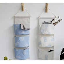 Load image into Gallery viewer, OPOO Fabric Wall Door Closet Hanging Storage Bag Small Cotton Hanging Pocket Door Hanging Organizer 3 Pockets

