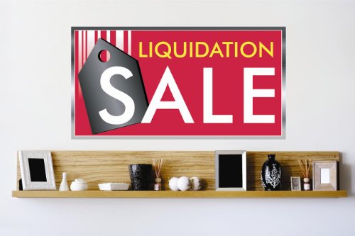 Decals - Liquidation Store Savings Shopping Sign Bedroom Bathroom Living Room Picture Art Mural Size 24 Inches X 48 Inches - Vinyl Wall Sticker - 22 Colors Available