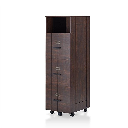 Furniture of America Thelo Industrial Wood Filing Cabinet in Vintage Walnut