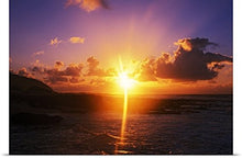 Load image into Gallery viewer, GREATBIGCANVAS Entitled Sunrise Over Ocean, Sandy Beach Park, Oahu, Hawaii Poster Print, 60&quot; x 40&quot;, Multicolor
