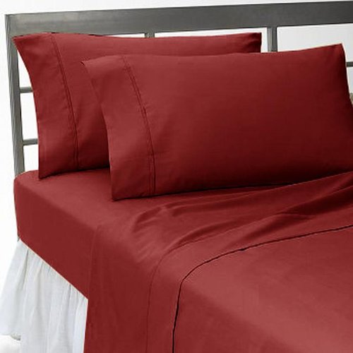 Burgundy Egyptian Cotton Sheet Set in 500 Thread Count / King Size