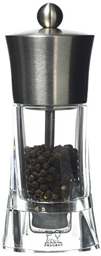 Peugeot Ouessant Acrylic and Stainless Steel Pepper Mill, 14cm/5-1/2-Inch