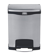 Load image into Gallery viewer, Rubbermaid Commercial Products 1901987 Rubbermaid Commercial Slim Jim Stainless Steel Front Step-On Wastebasket with Trash/Recycling Combo Liner, 8 gal, Black Trim
