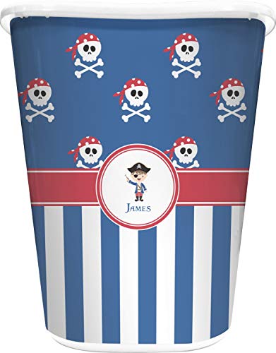 RNK Shops Blue Pirate Waste Basket - Single Sided (White) (Personalized)