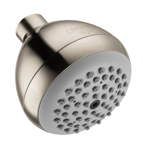hansgrohe Croma 3-inch Showerhead Upgrade Modern 1-Spray Full Easy Clean with Airpower with QuickClean in Brushed Nickel, 06498820