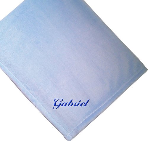 Gabriel Embroidered Boy Name Personalized Microfiber Plush Blue Baby Blanket