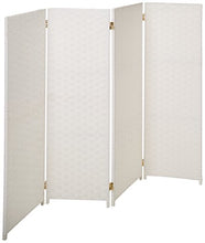 Load image into Gallery viewer, 4 ft. Short Woven Fiber Folding Screen - White - 4 Panel
