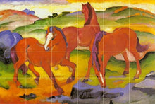 Load image into Gallery viewer, Tile Mural Red Horses by Marc Franz Kitchen Bathroom Shower Wall Backsplash Splashback 6x4 6&quot; Ceramic, Matte
