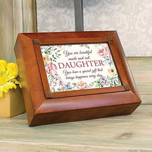 Load image into Gallery viewer, Daughter Beautiful Inside and Out Woodgrain Embossed Tea Storage Jewelry Box
