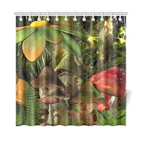 CTIGERS Shower Curtain for Kids The Mushroom Houses Fairy Tale World Polyester Fabric Bathroom Decoration 72 x 72 Inch