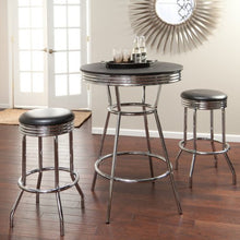 Load image into Gallery viewer, Roundhill Furniture Retro Style 3-Piece Chrome Metal Bar Table and Stools
