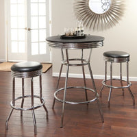 Roundhill Furniture Retro Style 3-Piece Chrome Metal Bar Table and Stools